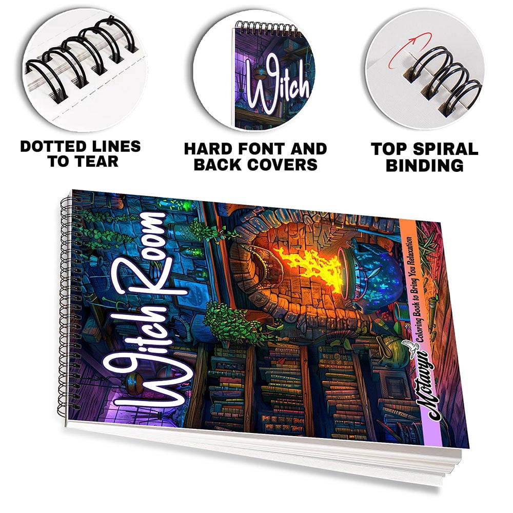 MOTAVYN Witch Room Coloring Book for Adults, Spiral Bound, Soft Cover