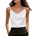thumbnail image 2 of Inverlee Satin Cowl Neck Cami Top for Wome Casual Sleeveless Spaghetti Strap Blousen Party Wear Basic Tank Tops White L, 2 of 7