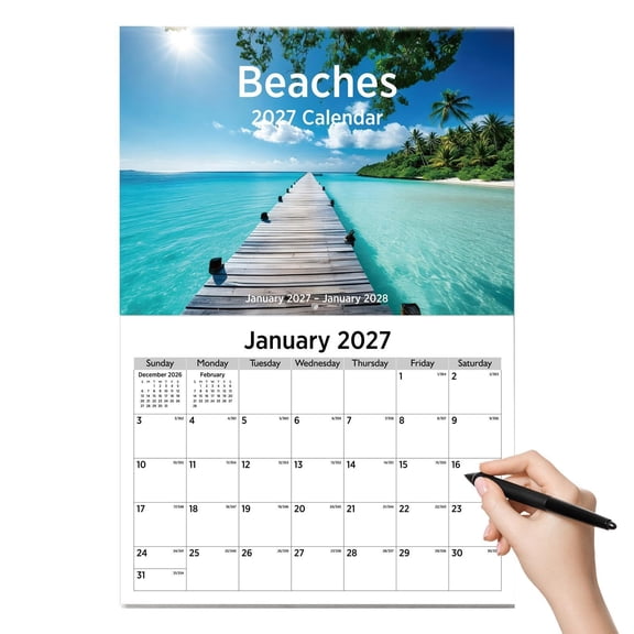 Calendar 2027-12 Month Hanging Paper Planner, Big Grid Wall Calendar,2027 Monthly Calendar, 12 Month Paper Planner, Large Grid Layout, Hanging Wall Organizer, For Home School Study Tasks