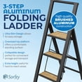 thumbnail image 4 of Sorfey 3-Step Folding Step Ladder Slim, Aluminum Foldable Step Stool, Black, 4 of 8