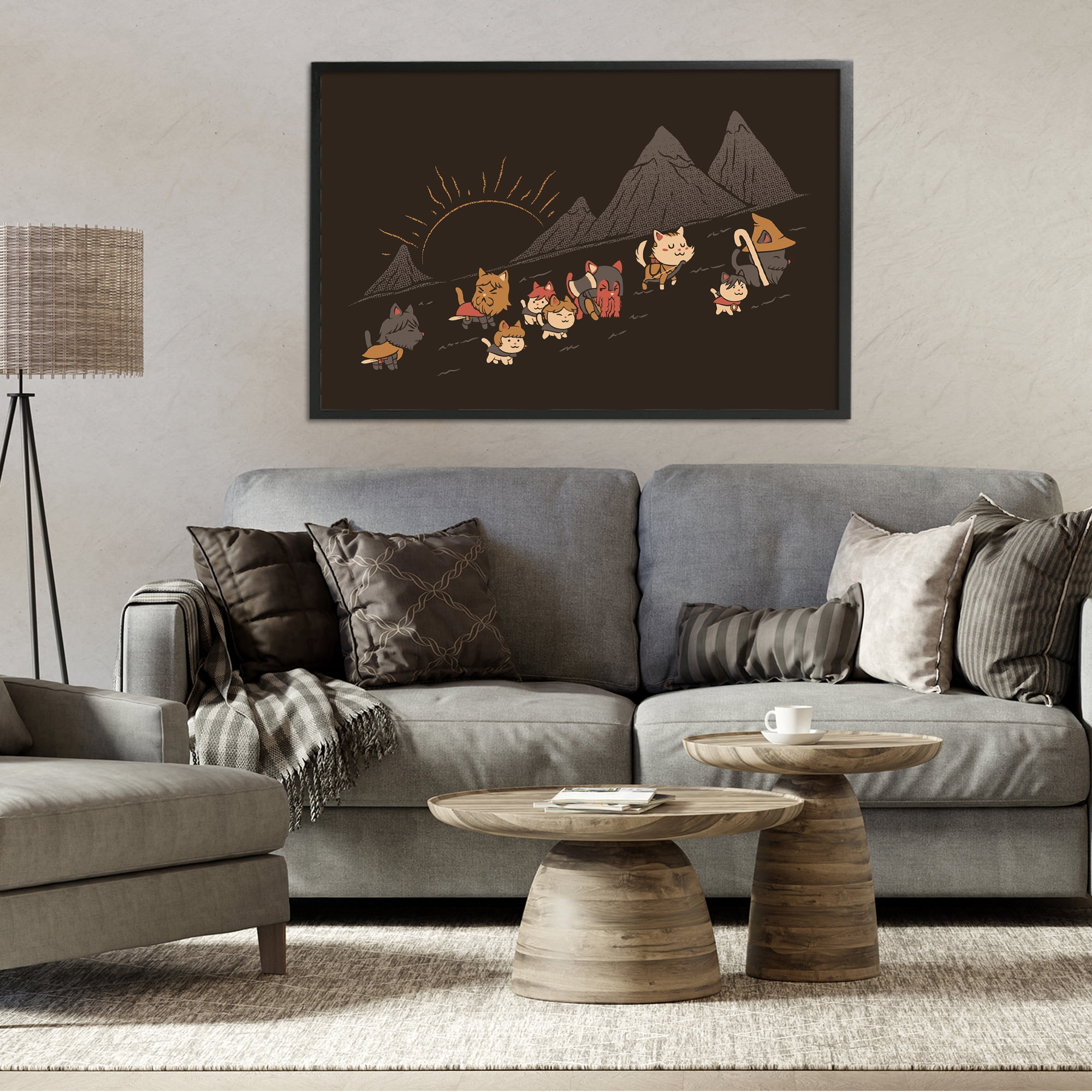Stupell Industries Iconic Furrowship Of Ring Cats Black Framed Giclee Art, design by Tobe Fonseca