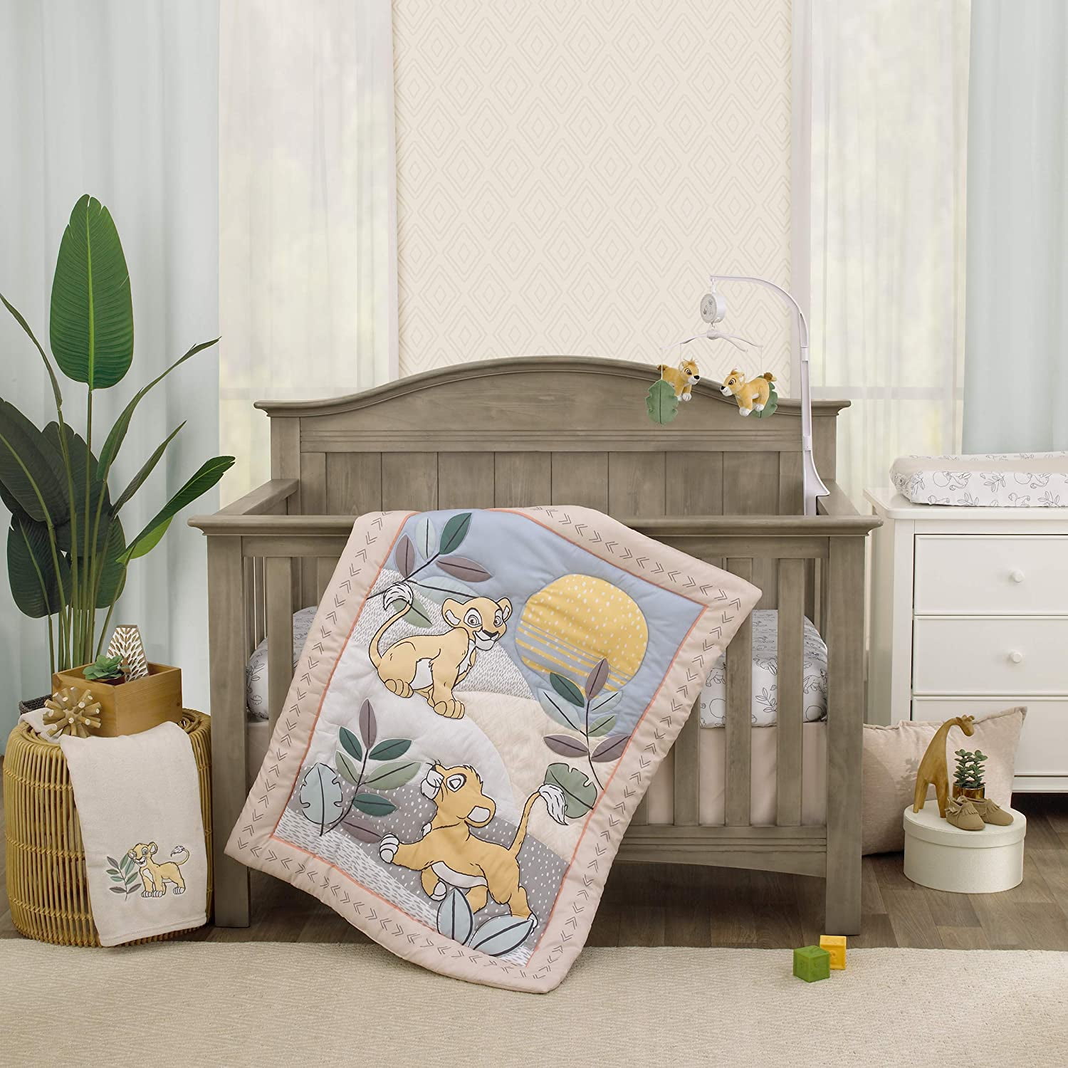 Disney Lion King Leader Of The Pack Grey Sage Ivory Yellow 3piece Nursery Crib Bedding Set Comforter Fitted Crib Sheet Crib Skirt Grey Sage Ivory Yellow Walmart Com