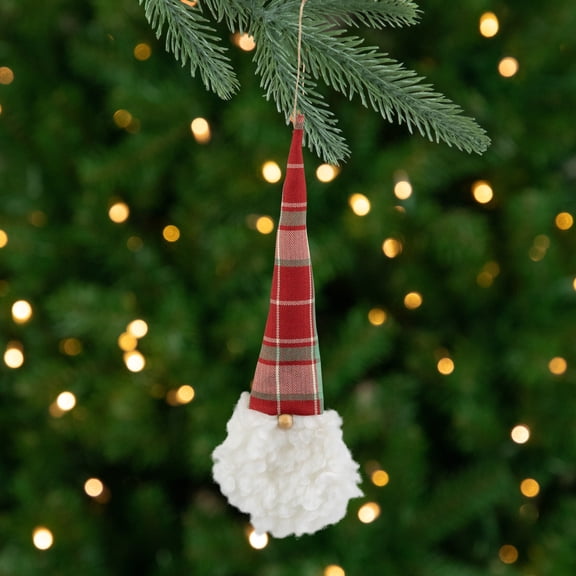 Northlight Santa Head With Plaid Hat Christmas Ornament - 11" - Green and Red