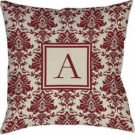 Thumbprintz Damask Monogram Decorative Pillow, Crimson