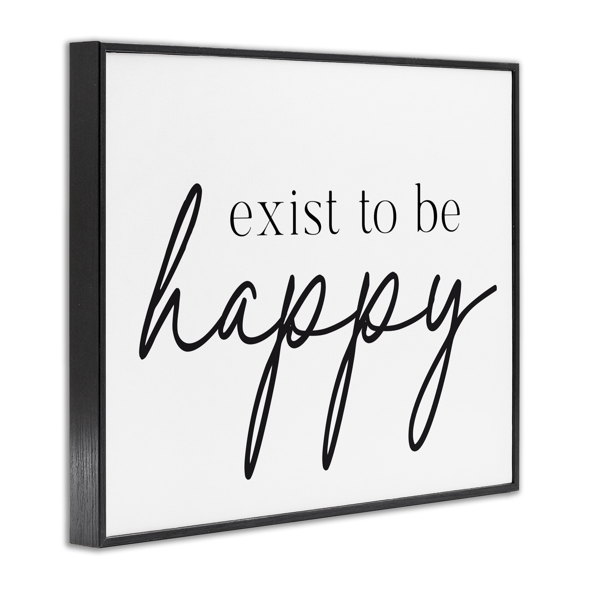 Exist To Be Happy Black Framed Giclee Art, design by Lettered and Lined