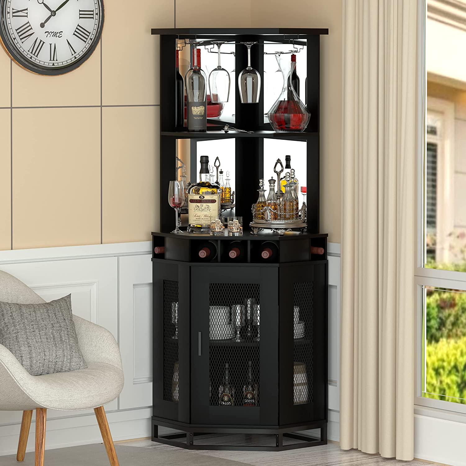 Corner Bar Unit, Dining Room or Lounge Corner Bar for Liquor