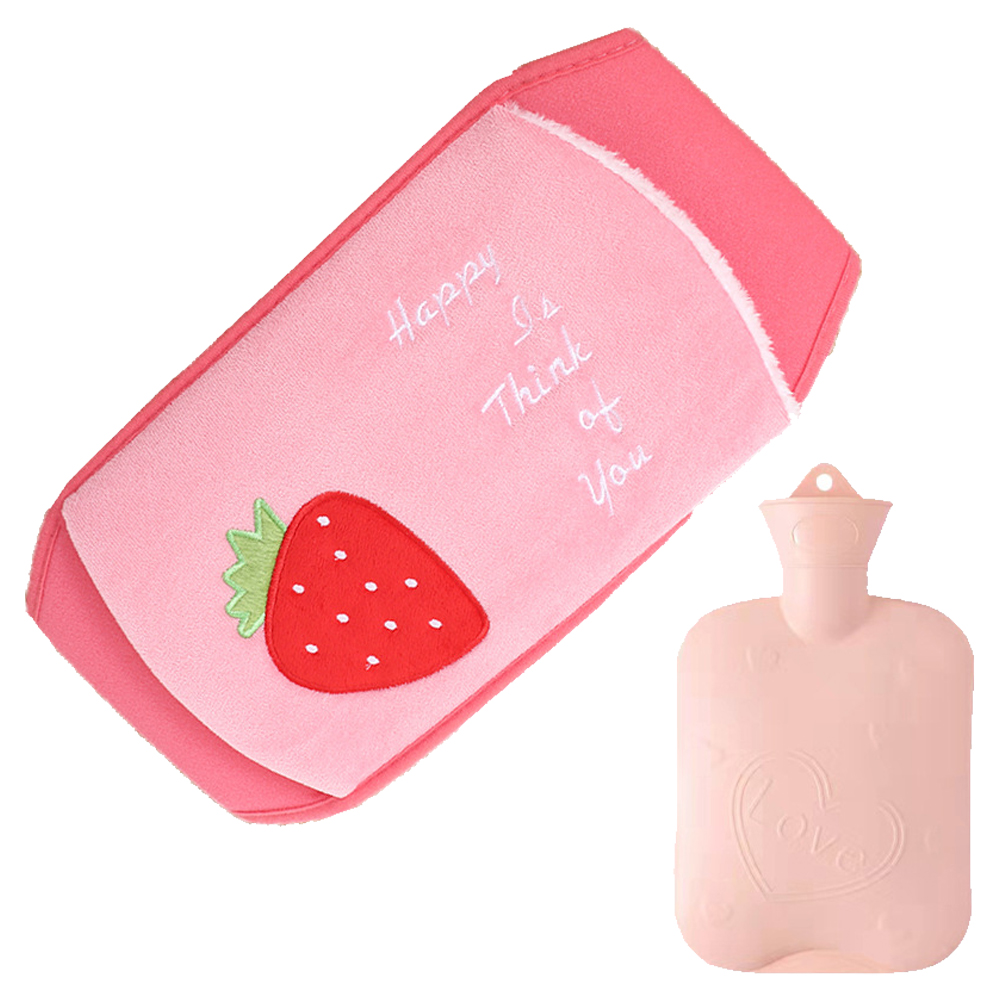 Hot Water Bottle, Warm Water Bag Rubber Hot Water Pouch with Soft Plush