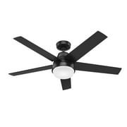 Hunter 52 inch Indoor Ceiling Fan with LED Light and Remote Control - Black Modern Smart Ceiling Fan, Standard Mount, 5 Blades, For Bedroom, Living Room, or Kitchen, Quiet- Aerodyne 51314, Matte Blac