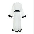 thumbnail image 4 of SwiftWear Women's Bridal Robe with Ruffle Trim - Sheer Lace Sleeves & Waist Tie Elegant Deep V-Neck Bath Cover up Robes for Wedding​, White, 4 of 9