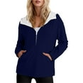 thumbnail image 6 of Yigetop Half Zip Sweatshirt Women, Hoodies for Women Long Sleeve Fleece Half Zip Up Hoodie Casual Pullover Oversized Sweatshirt Hooded Tops Womens Quarter Zip Pullover Dark Blue M, 6 of 9
