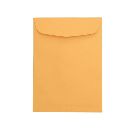 JAM Paper Open End Envelopes, 7.5" x 10.5", Brown Kraft Manila, 50 per Pack