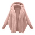thumbnail image 1 of WEIYLL Womens Fleece Jacket Long Sleeve Solid Color Fuzzy Open Front Hooded Cardigans Pocket Pink Cold Weather Tops Size 5XL, 1 of 4