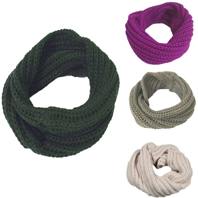 Trayknick Hiver Femmes Hommes Fil de Laine Tricoté Chaud Col Foulard Cache-Cou Cadeau Noir