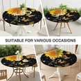 thumbnail image 2 of 44in Round Tablecloth with Elastic Edge, Waterproof Fitted Table Cover for 36-44" Tables, Floral Theme Polyester Reusable Table Cloths Wipe Clean for Picnic, Dining, Outdoor Use and Party Decor, 2 of 7