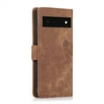 thumbnail image 4 of Nalacover Slim Wallet Case for Google Pixel 6, for Women Men, Embossed Pattern PU Leather Shockproof Magnetic Clasp Credit Card Slots Flip Kickstand Phone Case+Wrist Strap,Brown, 4 of 7