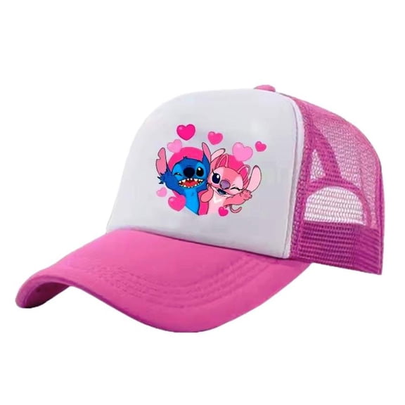 Stitch and Angel Pink Adjustable Baseball Mesh Cap Hat