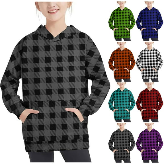 Fesfesfes Girls Fleece Hooded Crewneck Oversized Hooded Sweatshirt Kids Fashion Long Sleeve Pullover Tops 4-14 Years For Girls And Boys