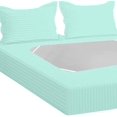 thumbnail image 6 of D.N.G. BEDDINGS 3 Piece Box Spring Cover - 100% Egyptian Cotton, 800 TC, Wrap Around 4 Sides Bed Skirt for Hotel & Home, Fits Box Springs up to 6 Inch - Full, Stripe Aqua Blue Color, 6 of 9
