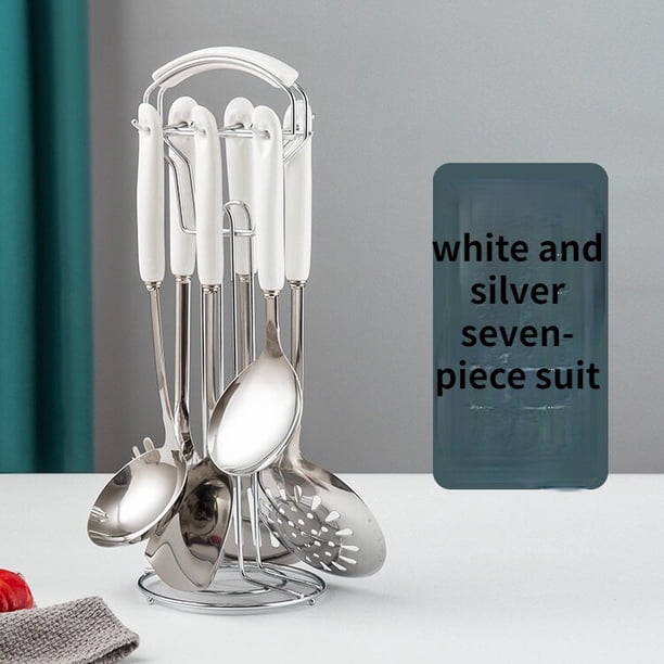 Juego de utensilios de cocina de acero inoxidable de estilo nórdico, mango de cerámica, utensilios de cocina de lujo, accesorios de cocina, 7 Uds. F2 zhangmengya LED