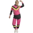 thumbnail image 2 of Pink 80s Fashion Shell Suit, Sports Theme for Adult Women Halloween Cosplay Costume, 1980s Neon Retro Theme Windbreaker Tracksuit, Size X Large, 2 of 5