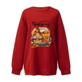 thumbnail image 3 of QLEICOM Women Thanksgiving Print Long Sleeves Blouse, Round Neck Casual Pullover Tops, Pumpkin Car Happy Thanksgiving Print Sweatershirt, Loose Oversized Autumn Hoodless Tops Blouse Red-A M, 3 of 3