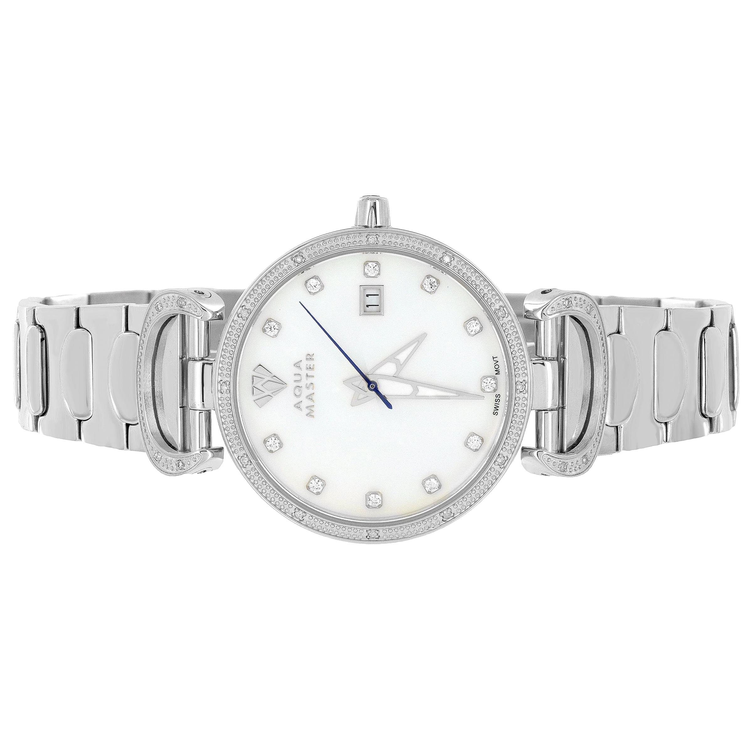 Silver Aqua Master Watch Stainless Steel Mother Of Pearl Dial Watch 0 ...
