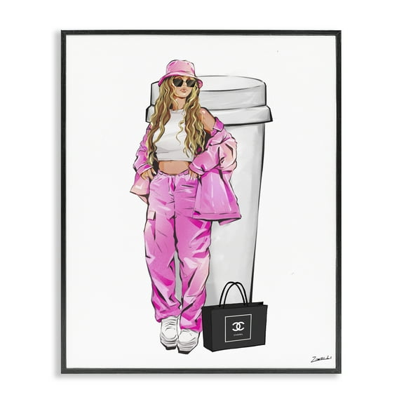 Stupell Industries Coffee Cup Fashionista Food & Beverage Painting Black Framed Art Print Wall Art, 11 x 14