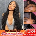 thumbnail image 1 of 13x4 Deep Wave Lace Front Wigs Human Hair For Woman Nature Black 30" 250 Density, 1 of 10