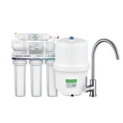 Drinkpod DP-RO-5 5-Stage Under Sink Reverse Osmosis Water Filtration System with 80 GPD Membrane & Brushed Nickel Faucet
