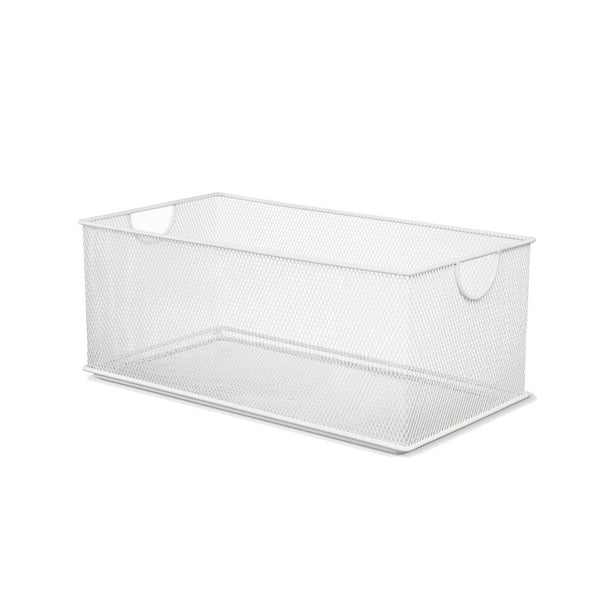 Ybm Home Household White Wire Mesh Open Bin Shelf Storage Basket Pantry