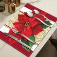 thumbnail image 4 of Luckky Watercolor Poinsettia Red Christmas Placemats Set of 4, 12x18 Inch Seasonal Winter Christmas Table Mats for Party Kitchen Dining Decoration (C), 4 of 7