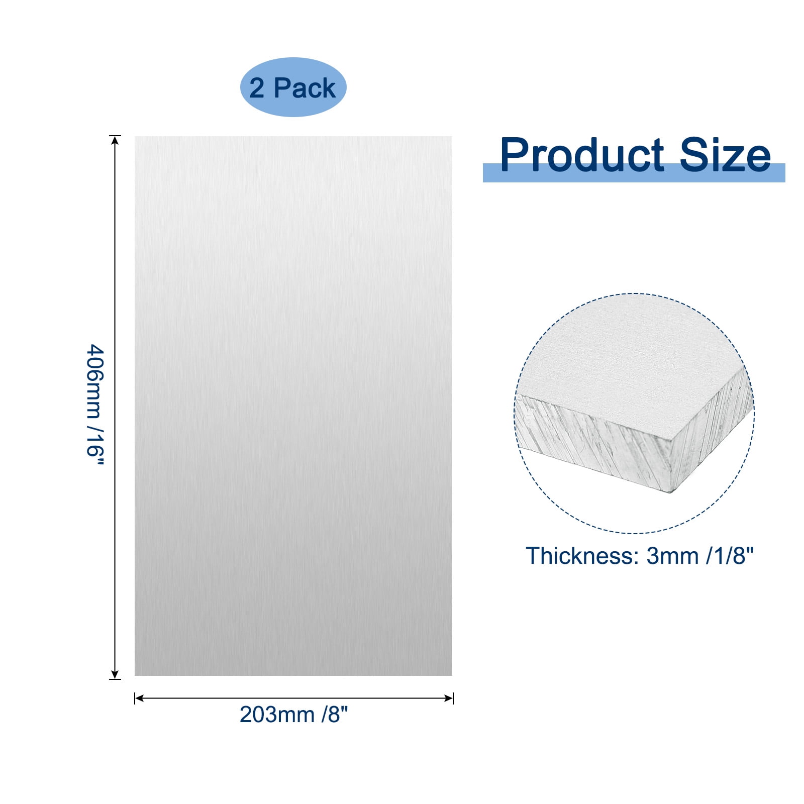 2PCS 12In X 12In Aluminum Sheet (1/8In,3Mm) 6061 Aluminum Sheet Metal