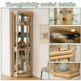 thumbnail image 6 of MDQMD Lighted Light Oak Corner Cabinet with 3 Adjustable Glass Shelves,Vintage Tall Wooden Storage Cabinet,Curio Display Cabinet for Living Room, 6 of 10