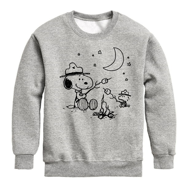 Peanuts - Snoopy Camping - Toddler And Youth Crewneck Fleece Sweatshirt ...