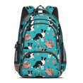 thumbnail image 2 of Border Collie and Floral Blue Pattern Backpack for School, Cute School Bag with Adjustable Shoulder Straps and Padded Back, 16.9"x12.6"x5.9", 2 of 5
