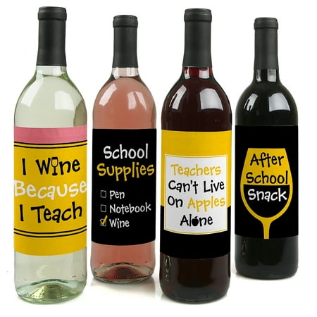 Best Teacher Gift - Teacher Appreciation Gift Party Decorations for Women and Men - Wine Bottle Label Stickers - Set (Best Music Record Labels)