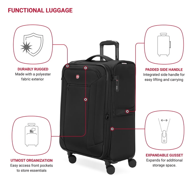 S.L.A.C.K. Swes Swes Cheap LP　5lack SWISSGEAR Stride Expandable Medium Checked Spinner Luggage, Black