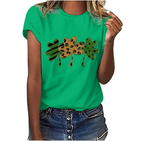 

LWZWM Irish Shamrock St. Patricks Day Nurse Scrubs for Women Clover Casual Loose Scrub Tops Printed Scrub Tops Women Crewneck St. Patrick s Day Print T Shirt Fashion Comfortable Blouse Green M