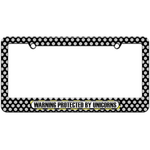 Protected By Unicorns License Plate Tag Frame, Multiple Colors
