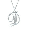 thumbnail image 1 of Collier Pendentif Initiale d'Alphabet Lettre Cursive Pavé de Zircon Cubique ABC pour Femmes en Argent Sterling, 1 of 6