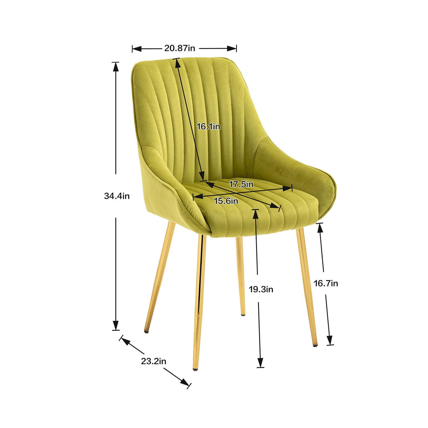Kepooman Modern Mid-Century Side Chair with Natural Metal Legs for Kitchen, Living Dining Room, Set of 1, Green Kepooman Modern Mid-Century Side Chair with Natural Metal Legs for Kitchen, Living Dining Room, Set of 1, Green