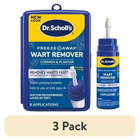 (3 pack) Dr. Scholl's Freeze Away® Wart Remover 8 Applications Freeze Therapy Removes Common and Plantar Warts