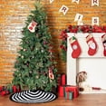 thumbnail image 5 of LYCAQL Christmas Black and White Tree Skirt 17 inches Annual Rings Tree Mat with Pom Poms for Holiday Indoor Home Nightmare Before Christmas Decorations, 5 of 7