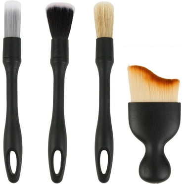 4 PCS Car Detailing Brushes Set Soft Auto Interior Cleaning Brush Kit Dust Removal for Automotive Interior Emblems Exterior Air Vents Outlet Gap Trim Wheel Rim Engine Dust-removing Brush