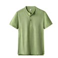 thumbnail image 5 of Men's Linen Shirt Summer Casual, Casual Button Down Shirt Breathable & Lightweight, Stand Collar Short Sleeve Solid Color Cotton Linen Blend, Quick Dry Relaxed Fit | Zenithor,Army Green L, 5 of 6