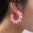 thumbnail image 6 of Colorful Statement Raffia Hoop Dangle Earrings for Women - Boho Circle Beaded Earrings - Fun Summer Rattan Beach Vacation Jewelry Teacher Gifts, 6 of 6