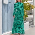 thumbnail image 4 of Snake pattern Dress Green pattern Print Elegant Maxi Dress Street Fashion Beach Long Dresses High Neck Graphic Clothing, 4 of 5