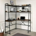 thumbnail image 4 of Furniture of America Narvay Metal Corner Writing Desk with USB in Brown, 4 of 6