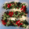 thumbnail image 1 of Guirlande de Noël avec Lumières Guirlande Artificielle avec des Fleurs Rouges Baies et Pommes de Pin Décor de Noël pour la Porte de Mur d'Escalier (Rouge (avec Lumière), 1 Pack), 1 of 5