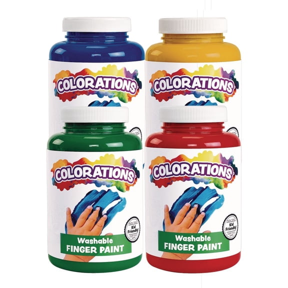 Colorations Washable Fingerpaint, 4 Colors, 16 fl oz each